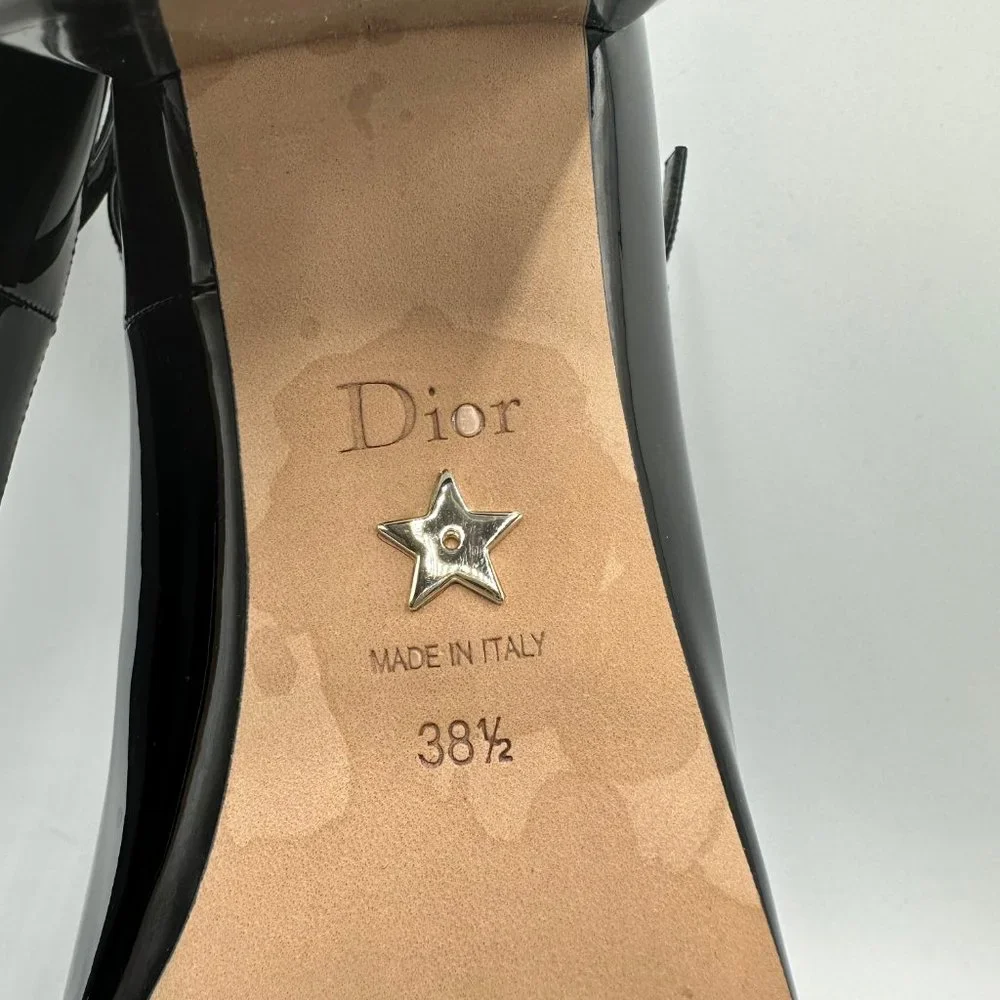 Dior La Parisienne Black Patent Leather Pump with Silver Heel & Ankle Strap FW22 - Picture 10 of 12